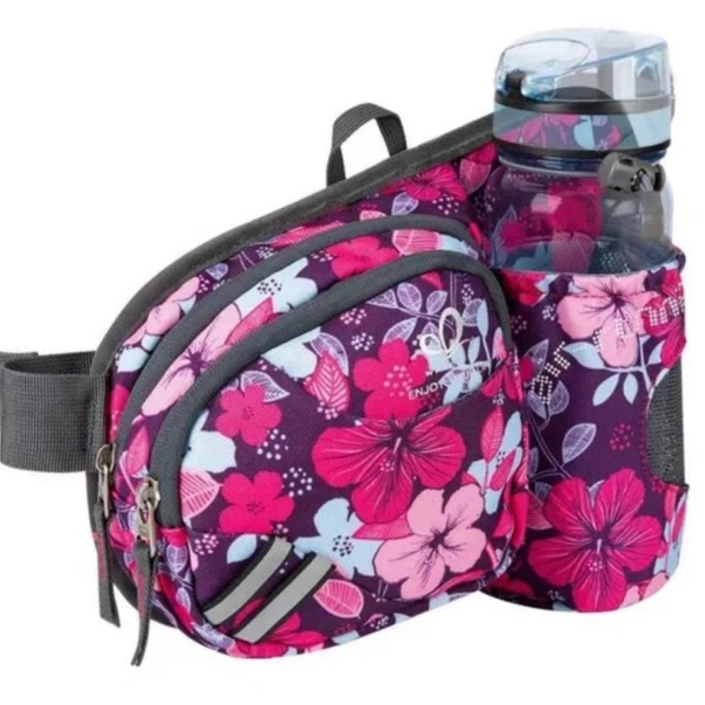 NWOT Water Fly Pink and Purple Multi Floral Travel Waist Bag
